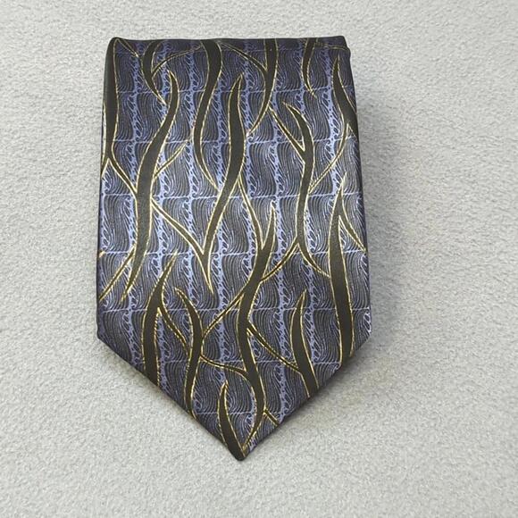 Vintage Brioni Tie Black Gold Purple 100% Silk Hand Made in Italy Barcelino - Picture 9 of 9